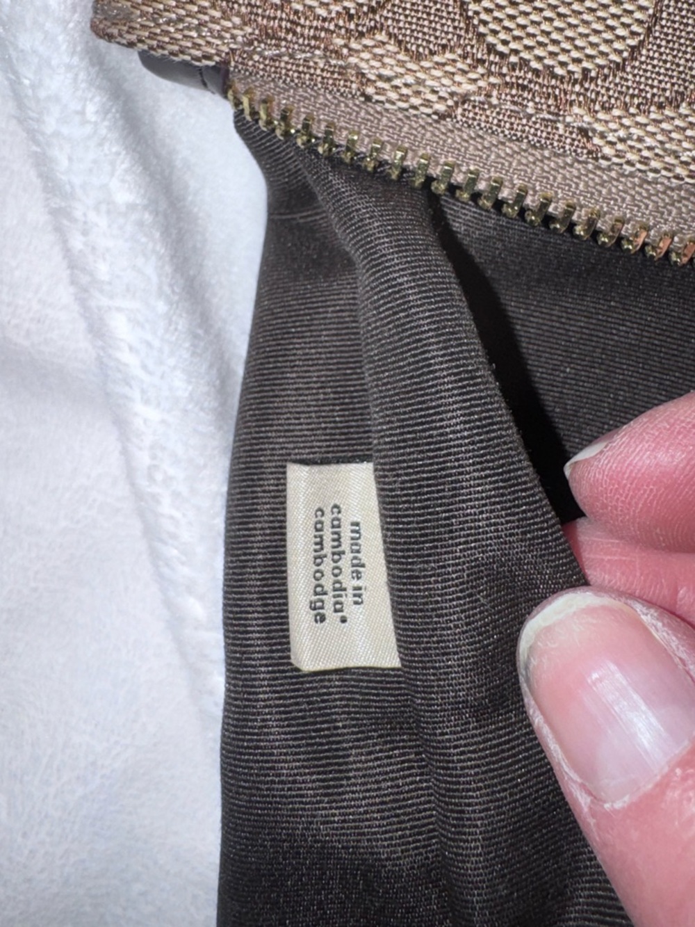 Coach Signature Zip Tote Khaki Brown Canvas Leather Trim Shoulder Bag Large - Picture 10 of 12